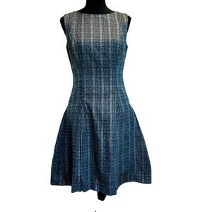 Paul Hardy blue gray metallic sleeveless skater circle dress Sz S